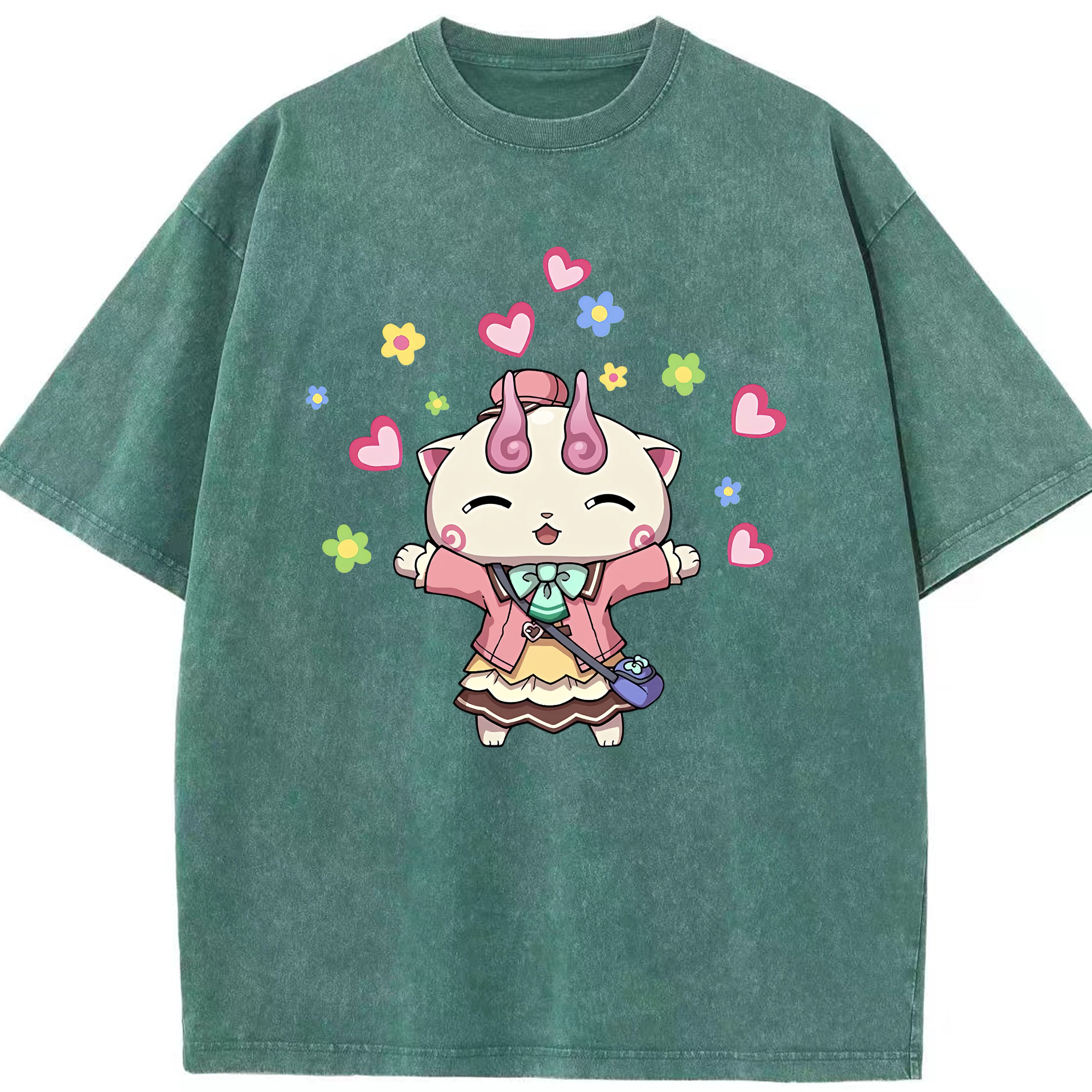 （画像用） 妖怪ウォッチ Yo-kai Watch 綿100% ヴィンテージ風 半袖Tシャツ（フロントプリント）